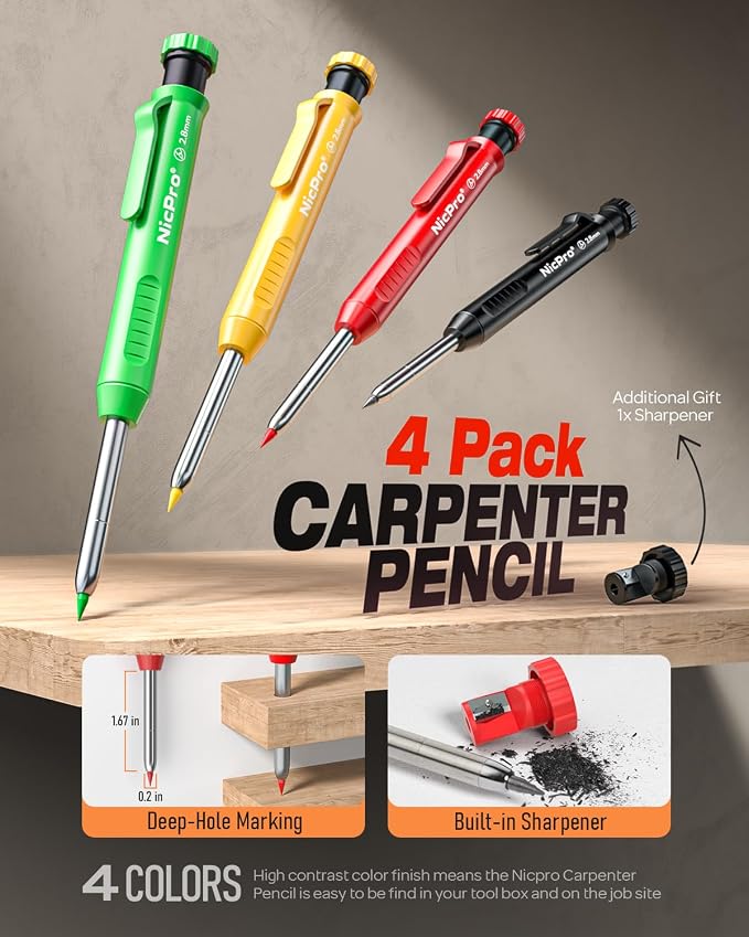 Nicpro 4 Pack Carpenter Pencils - Image 2