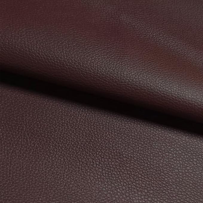 Brown Faux Leather Fabric 39"×55" Lychee Grain Upholstery Vinyl - Image 5