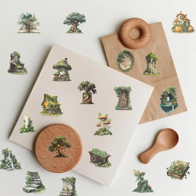 50PCS Forest Stickers PET Transparent Stickers Vintage Fantasy Forest Decals - Image 4