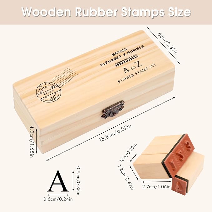 42 Pcs Letter Stamps, Rubber Stamps Alphabet Stamps, Wooden Stamps Number - Image 2