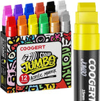 Coogert 12 Colors Jumbo Poster Markers, 15MM Thick Permanent Acrylic Graffiti by CoogertPaintPens