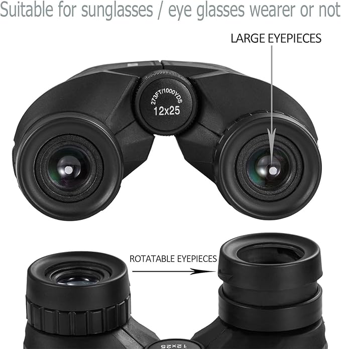 Occer 12x25 Compact Binoculars for Adults and Kids, Large Eyepiece Waterproof - Image 3