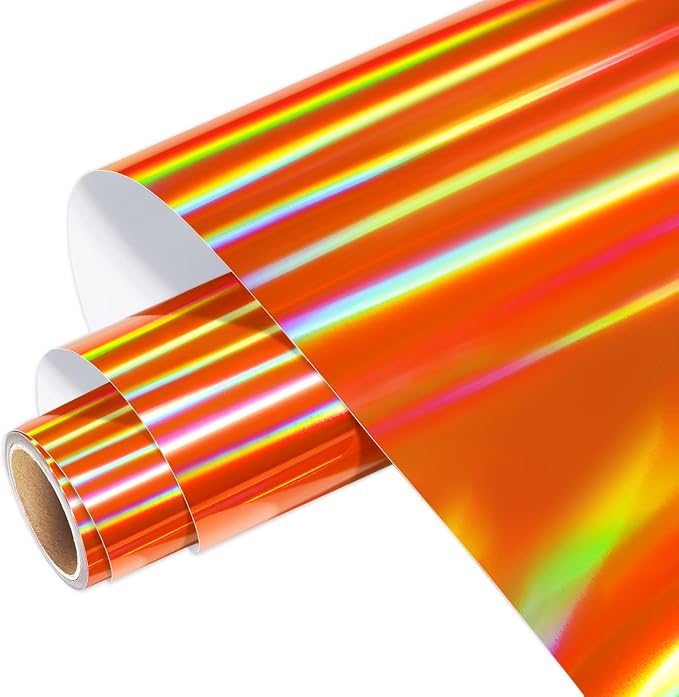 WRAPXPERT Holographic Vinyl Roll Orange, Holographic Permanent Vinyl Orange by WRAPXPERT