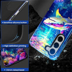 for Samsung Galaxy S23 Case, Colorful Ocean Sharks Pattern Glossy 2 in 1 - Image 4