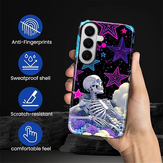 for Samsung Galaxy S26 Case, Skull Star Collage Pattern Glossy 2 in 1 - Image 5