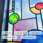 Original Hand Drawn Faux Stained Glass Window Film, Double-Sided Texture Static - Image 5