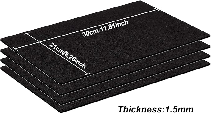 BENECREAT 10PCS Self Adhesive Backed Foam Sheet 12x8 Inch Black Nonslip EVA - Image 2