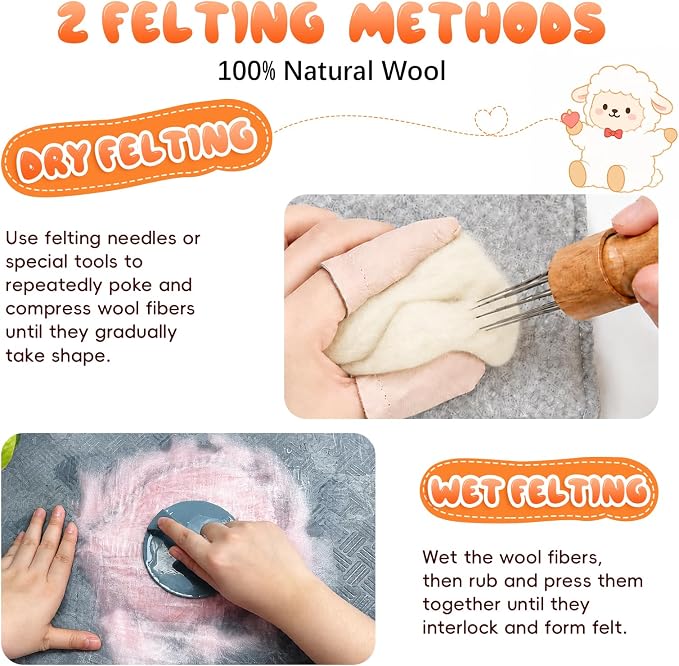 3.53oz Wool Roving: Needle Felting Wool White Roving Wool Felting Supplies Pure - Image 7