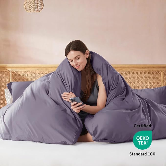 Nestl Grayish Purple California King Duvet Cover Sets - Image 3