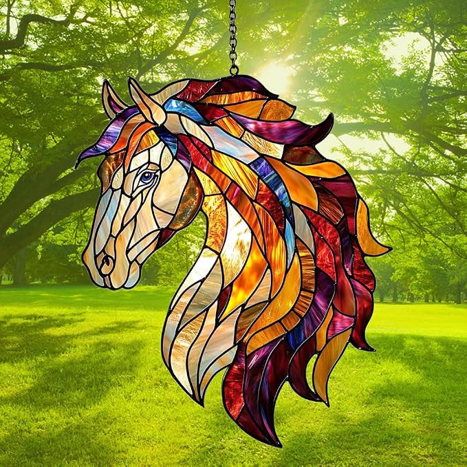 Colorful Horse Exotic Acrylic Suncatcher Stained Glass Effect Window Car - Image 3