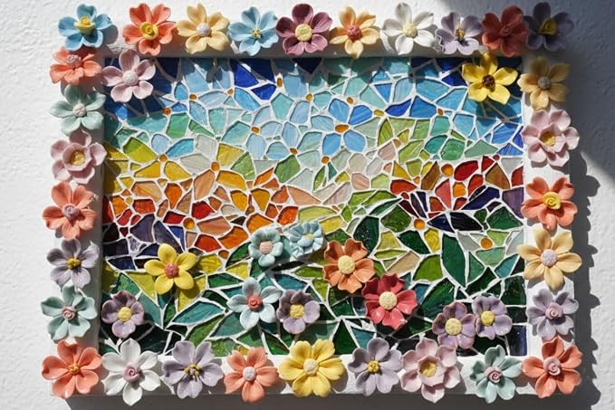 Lanyani 30 Pieces 3D Ceramic Flower Mosaic Tiles - Image 8