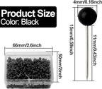 Black Map Pins, 1/8 Inch, Round Ball Head | Map Tacks, Push Pins - Image 2