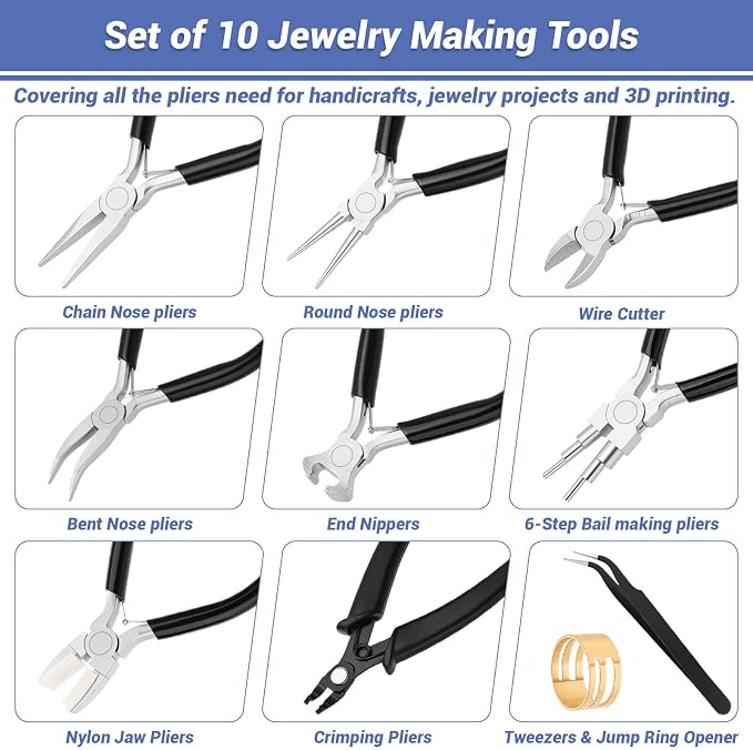 shynek 10 Pieces Jewelry Pliers Tools Set, Jewelry Making Tools Include 8 - Image 2