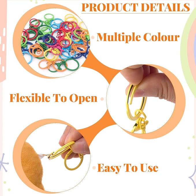 16 Pcs Metal Keychain Clip, Colorful Swivel Snap Hook - Image 4
