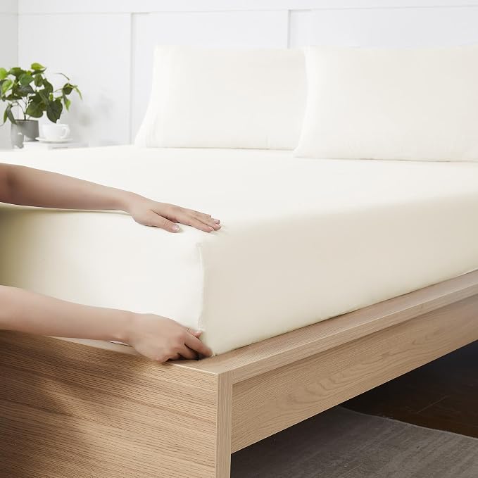 Twin XL Fitted Sheet Only with Full Elastic & Built in Corner Sheet Straps to by SweetHomeCollection