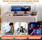 PayLessHere | 47 Inch Computer Desk | Pink | Office Desk - Image 5