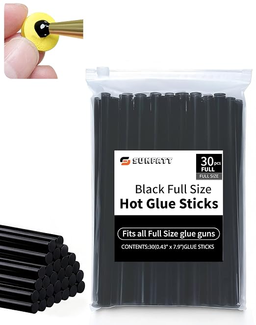 Black Full Size Hot Glue Sticks, 7.9" x 0.43" Glue Gun Sticks | Perfect by SUNFATT