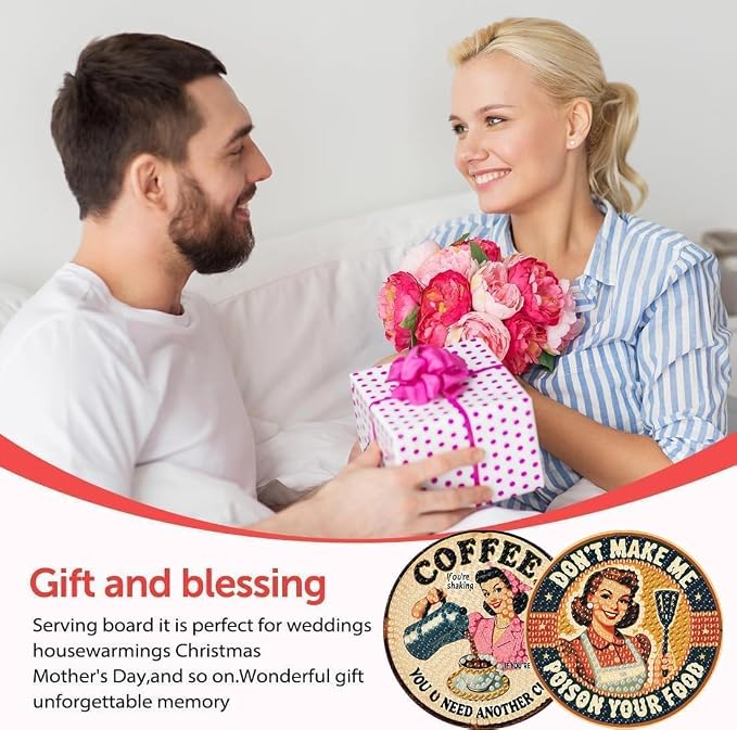 8Pcs Retro Housewife Diamond Art Coasters Kit, Vintage Coffee Diamond Painting - Image 8