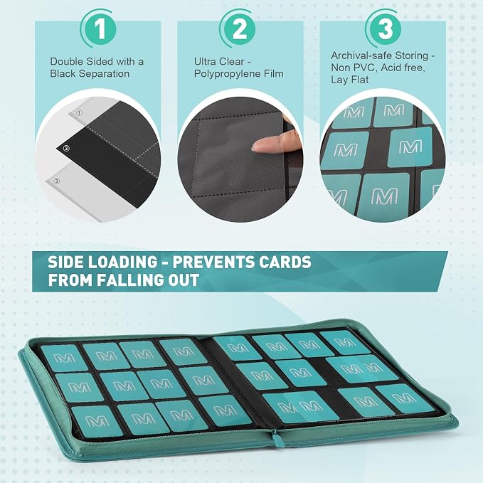 Premium Card Binder 12 Pocket for 720 Pockets Trading Card Binder, PU Zipper - Image 4