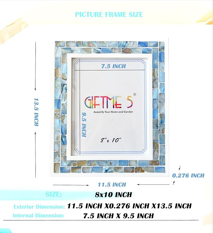 Beach Picture Frame 8x10, Mother of Pearl Photo Frame, Mother's Day, Wedding or - Image 5