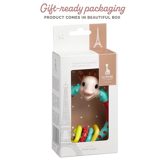 Sophie la girafe Multi-Textured Rattle | Light & Easy to Grasp | Awaken All 5 Senses