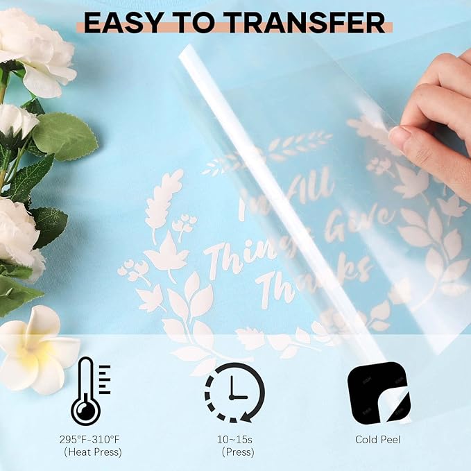HTVRONT Heat Transfer Vinyl White Iron on Vinyl-12 x 60FT White HTV Vinyl Roll - Image 5