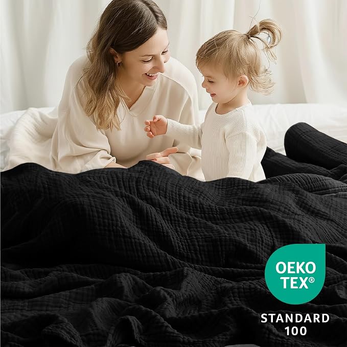 100% Cotton Muslin Blanket Twin 66" x 90", 6 Layers Breathable and Lightweight - Image 7