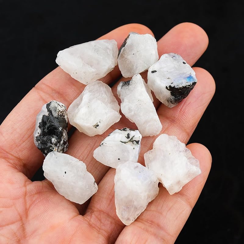 ColouredRocks 10pcs. Tourmilated Moonstone Crystals, Raw Stones, Rough Gemstones - Image 3