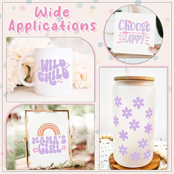 Tintnut Boho Permanent Vinyl 8 Pcs 12x10in Pale Lilac Purple Adhesive Vinyl | - Image 6