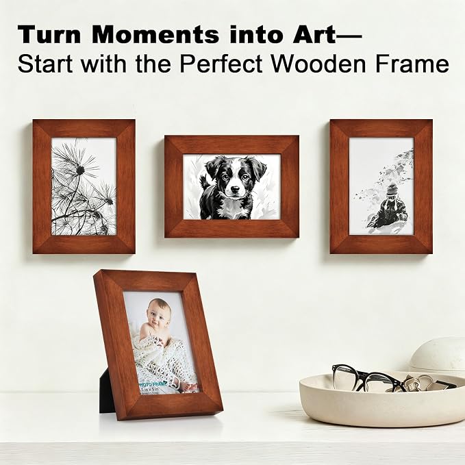 RPJC 3.5x5 inch Picture Frame Made of Solid Wood High Definition Glass - Image 2