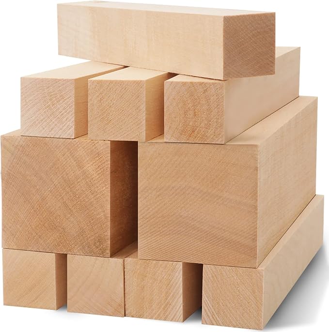 10 Pack Unfinished Basswood Carving Blocks Kit, Rectangular Wooden Blocks by YIPLED
