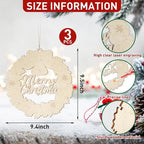 Paintable Christmas Ornaments 3 Sets, Wooden Ornaments to Paint, Unfinished - Image 2
