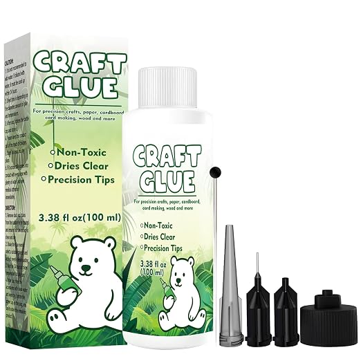 Craft Glue Bottle with Fine Tip, Craft Glue Quick Dry Clear by Bellisinno