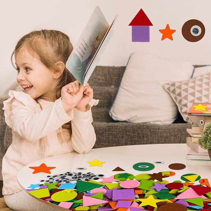 1050 pcs Foam Shapes Stickers, 4shapes-10 Colors Self Adhesive Shape - Image 5