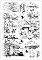 GLOBLELAND Vintage Mushrooms Clear Stamps Retro Texture Silicone Clear Stamp - Image 8