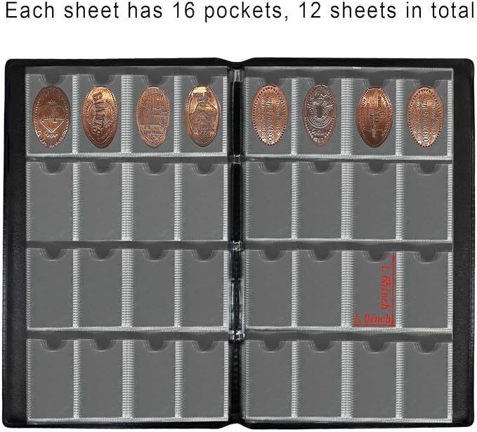 192-Pocket Penny Album, Compact Pressed Penny Collector Book, Durable Black - Image 4