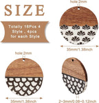 FASHEWELRY 16Pcs Flat Round Wood Resin Earrings Charms 35mm Round Wooden - Image 7