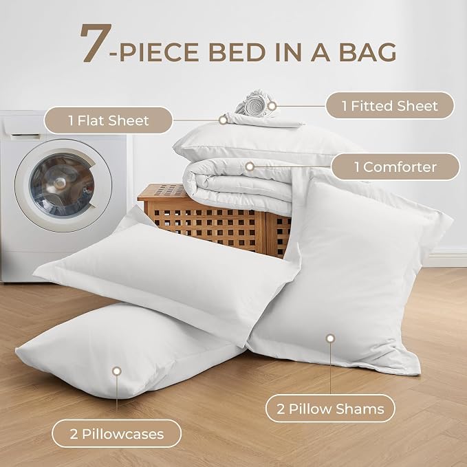 Sasttie Full Size Comforter Sets, 7 Pieces Bed in a Bag Full, Complete Bedding - Image 6