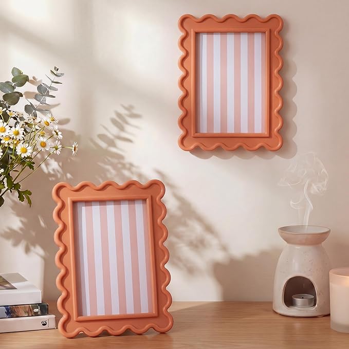AceOrbit 4x6 Inches Orange Flower Wavy Scalloped Picture Frame Cute Wavy Edge - Image 5
