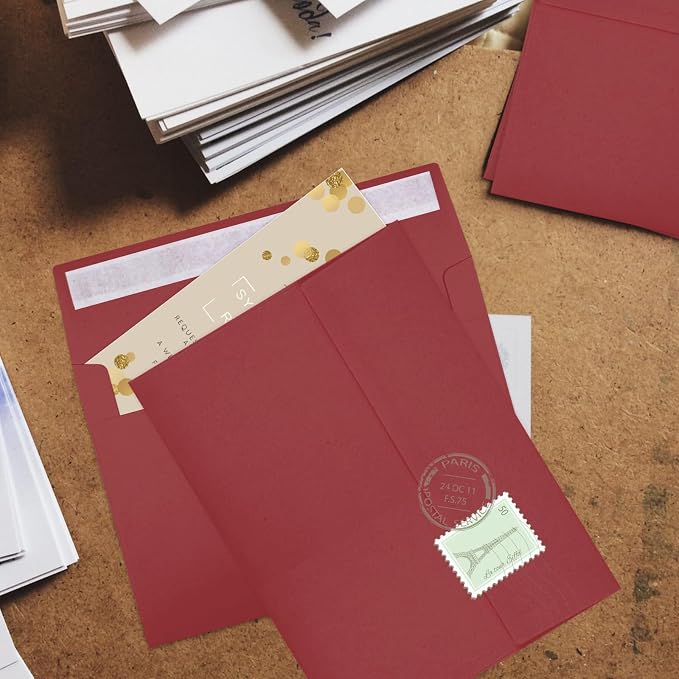 50 Packs Wine Red 5x7 Envelopes 5x7, Deep Red Color A7 Envelopes, Burgundy - Image 6