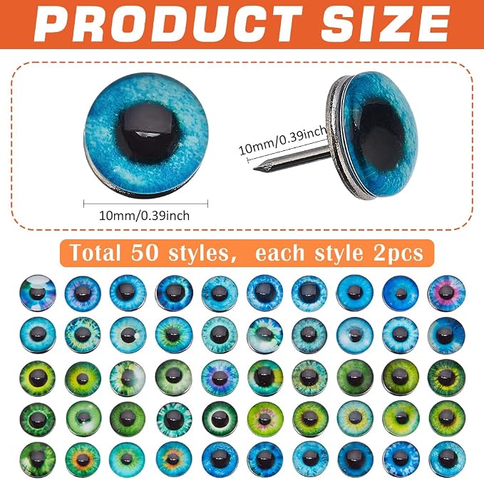 PH PandaHall 100pcs 50 Styles Eyeball Push Pins Thumb Tacks Mini Decorative - Image 2