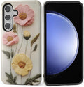Case for Samsung Galaxy S24 FE Case, Faux Embroidery Boho Floral Design Hybrid by Kapadiy