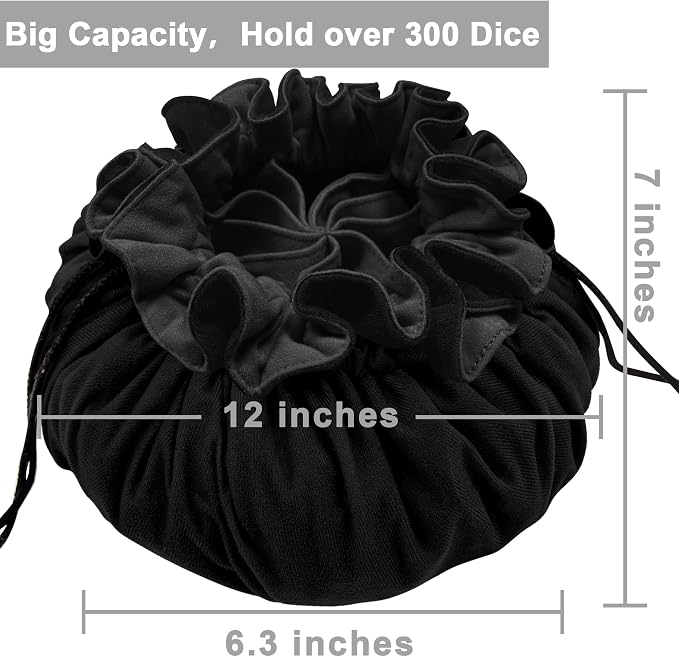 SIQUK Large Dice Bag with Pockets Drawstring Dice Bag DND Big Capacity Storage - Image 3