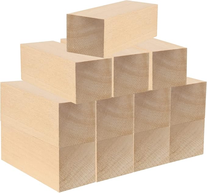 JAPCHET 12 Pieces 5 x 2 x 2 Inch Basswood Carving Blocks, Natural Carving Blocks by JAPCHET