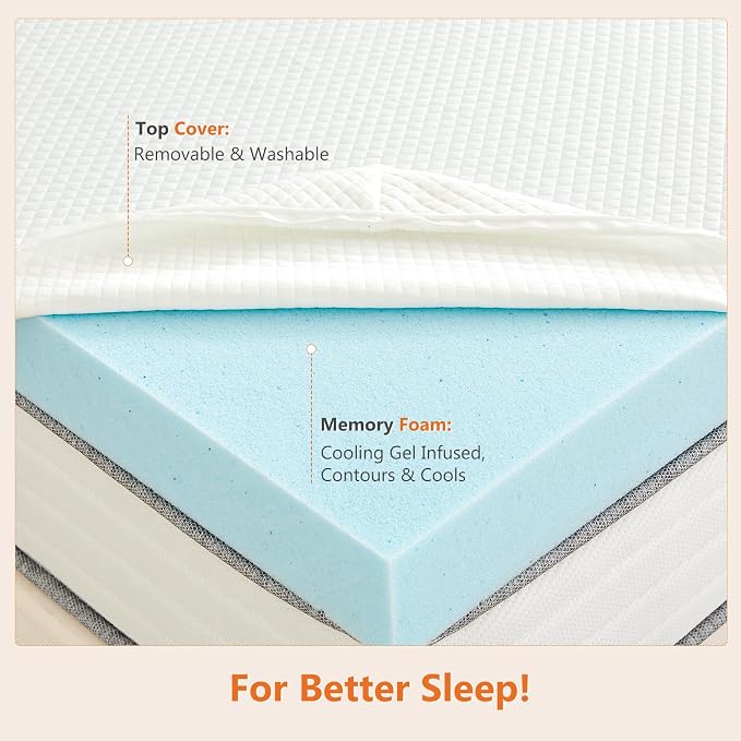 DUMOS 3 Inch Gel Memory Foam Mattress Topper Twin Size, Cooling Breathable - Image 8