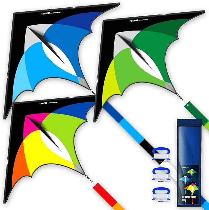 3-Piece Set Delta Kite for Easy to Fly Large Kite for Kids and Adults by SGftre