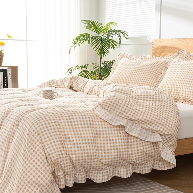 Gingham Duvet Cover Twin Size, 2 Pieces Soft Breathable Microfiber Plaid - Image 6