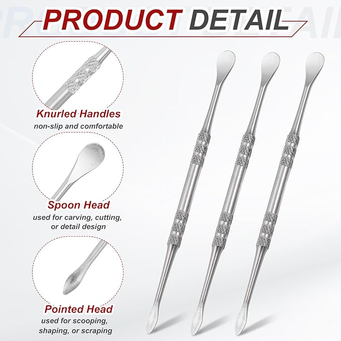 HARFINGTON 11pcs Wax Carving Tool 4.75" Double-Headed Stainless Steel Sculpture - Image 3