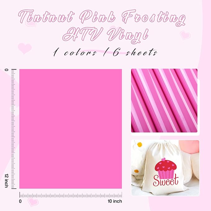 Tintnut Pink Frosting Heat Transfer Vinyl, easy cut & weed, stretch washable - Image 2