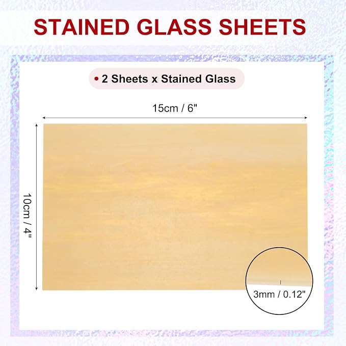 PATIKIL 4 x 6 Inch Transparent Stained Glass Sheets, 2 Sheets Mosaic Glass - Image 2